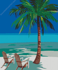 Palm Trees And Beach Chairs Diamond Painting