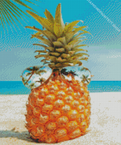 Pineapple With Palm Trees Sunglasses Diamond Painting