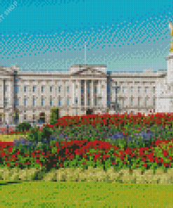 Red Flowers In Buckingham Palace Diamond Painting