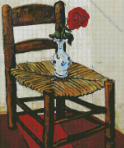 Red Rose On Chair Diamond Painting