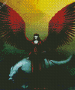 Red Angel Woman With Wolf Diamond Painting