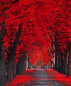 Red Forest Diamond Painting