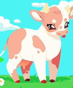 Strawberry Cow In Field Diamond Painting