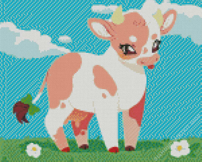 Strawberry Cow In Field Diamond Painting