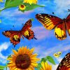 Sunflower With Butterflies Diamond Painting