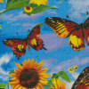 Sunflower With Butterflies Diamond Painting