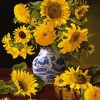 Sunflowers In Blue And White Chinese Vase Diamond Painting