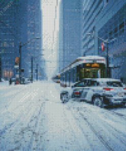 Toronto Snowy Street Diamond Painting