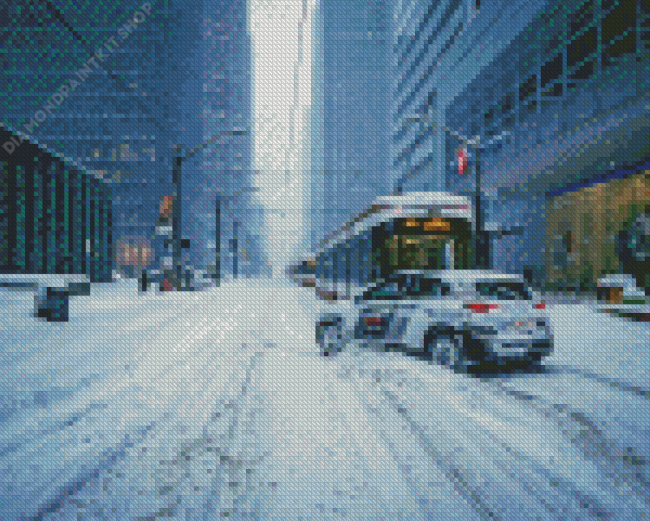 Toronto Snowy Street Diamond Painting