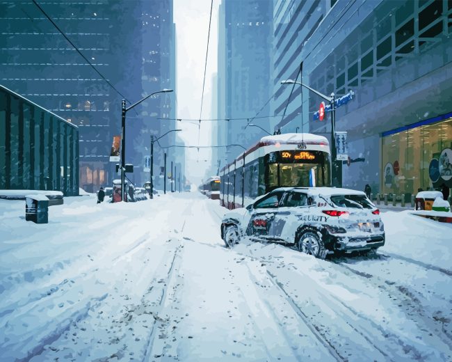 Toronto Snowy Street Diamond Painting