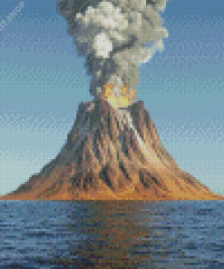 Volcano In The Middle Of The Ocean Diamond Painting