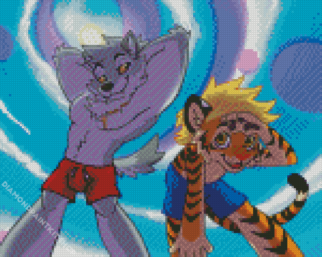 Wolf And Tiger Cartoon Diamond Painting