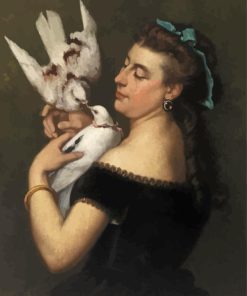Woman And Pigeon Diamond Painting