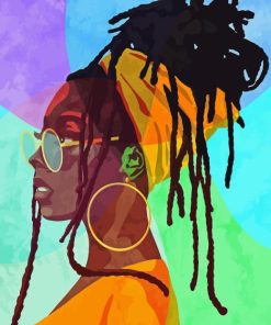Woman With Locs Colorful Art Diamond Painting