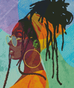 Woman With Locs Colorful Art Diamond Painting