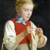 Young Girl Knitting Diamond Painting