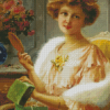 Young Lady With Mirror Emile Vernon Diamond Painting