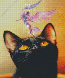 Black Cat And Fairy Diamond Painting
