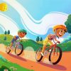 Boys Riding Bike Diamond Painting