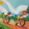 Boys Riding Bike Diamond Painting