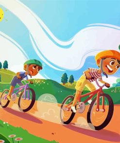 Boys Riding Bike Diamond Painting