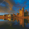 Caernarfon Castle At Sunset Diamond Painting