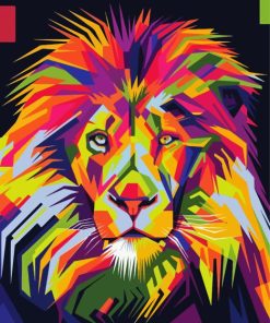 Colorful Lion Head Illustration Diamond Painting