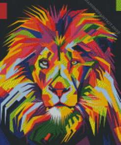 Colorful Lion Head Illustration Diamond Painting