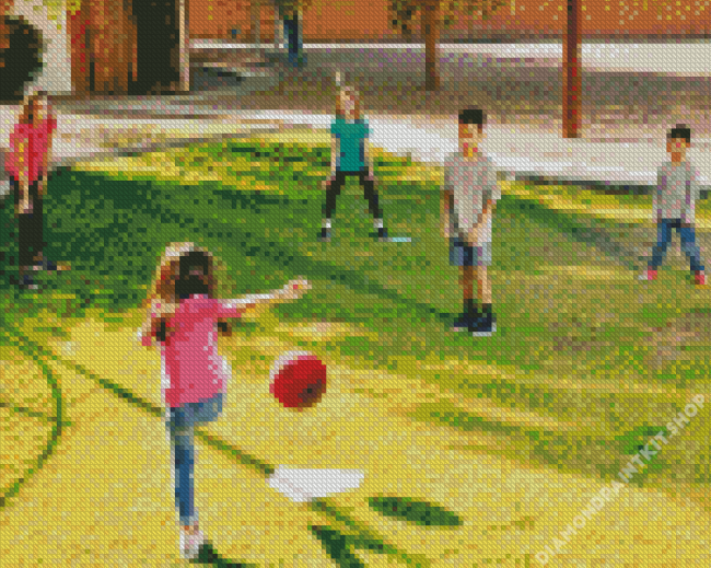 Little Kids Playing Kickball Diamond Painting