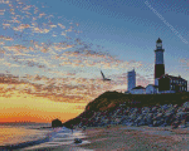 Montauk Point Lighthouse At Sunset Diamond Painting