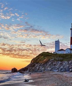 Montauk Point Lighthouse At Sunset Diamond Painting