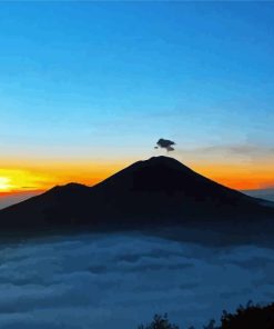 Mount Batur Volcano In Indonesia Diamond Painting