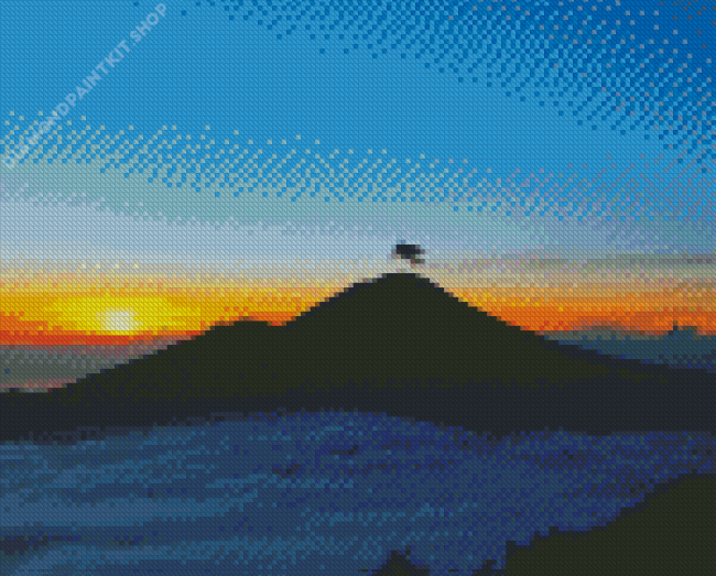Mount Batur Volcano In Indonesia Diamond Painting