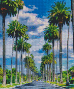 Palm Trees Street Beverly Hills Diamond Painting