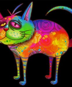 Rainbow Colorful Cartoon Cat Diamond Painting