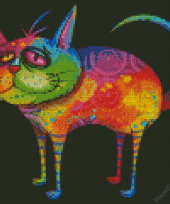 Rainbow Colorful Cartoon Cat Diamond Painting