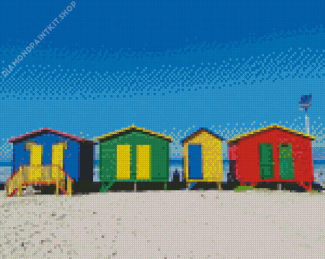 South Africa St James Beach Huts Diamond Painting