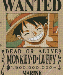 Vintage Luffy Wanted Poster Diamond Painting