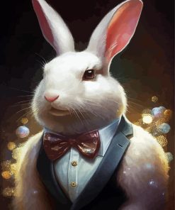 White Rabbit In Suit Diamond Painting
