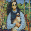 Woman With Siamese Cat Art Diamond Painting