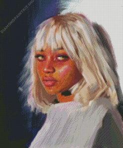 Abstract Woman With White Hair Diamond Painting