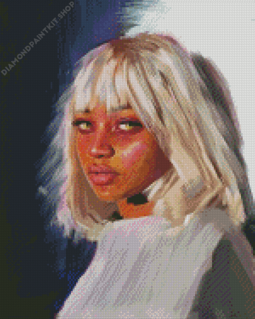 Abstract Woman With White Hair Diamond Painting