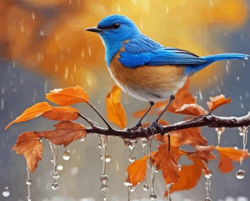 Blue Bird in Autumn Diamond Painting