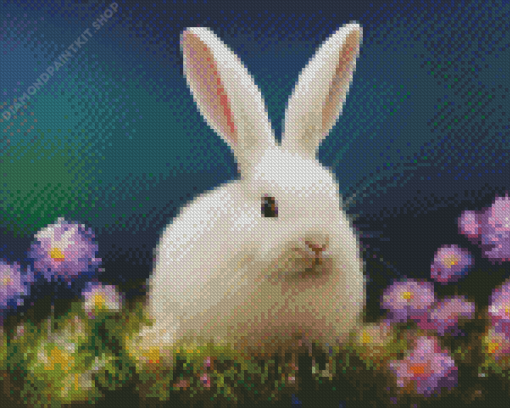 Bunny in Flower Field Diamond Painting