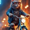 Cat on The Bike Diamond Painting