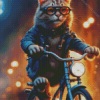 Cat on The Bike Diamond Painting