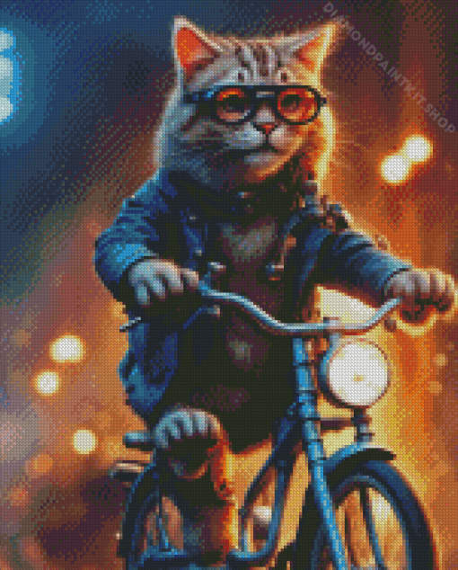 Cat on The Bike Diamond Painting