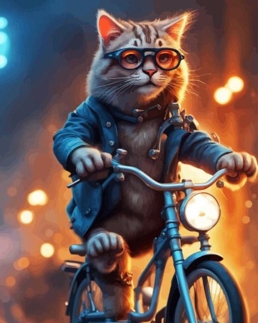 Cat on The Bike Diamond Painting