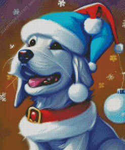 Dog With Blue Hat Diamond Painting