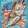 Fish And US Flag Diamond Painting